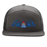Limited Edition - Campfire+Mtns 7 Panel Richardson Flat Bill Snap Back Hat - Dark Charcoal