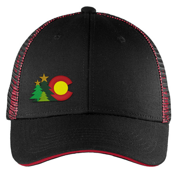 CO Christmas - Trucker Hat - Black & Red Mesh