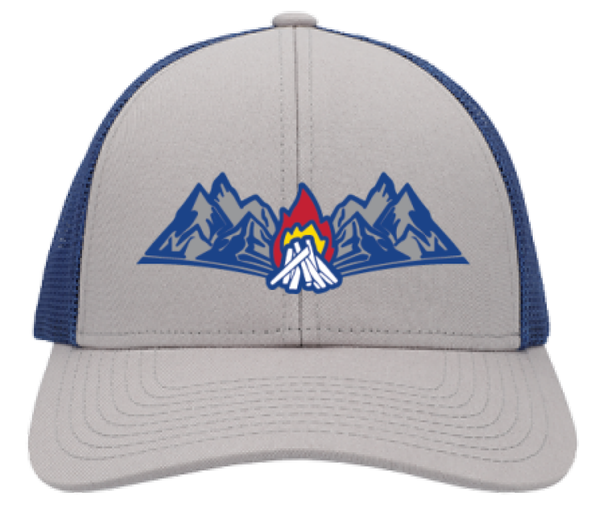 Low-Profile Trucker Cap - Heather Grey/Royal - Snapback - Colorado Campfire