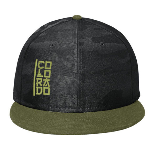 Limited Edition - Colorado Vertical - Flat Bill Snap Back Hat - Army Green - Black Camo