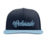 Limited Edition - Colorado Script- Flat Bill Flexfit L/XL - Blue and Navy