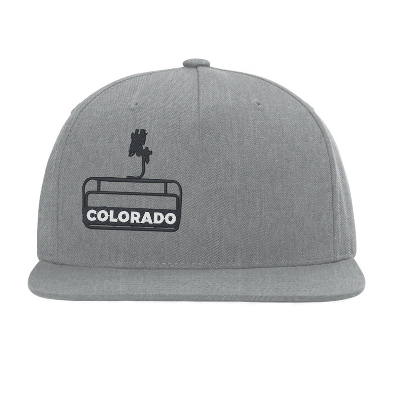 Limited Edition - CO Ski Lift - Flat Bill Snap Back Hat - Grey