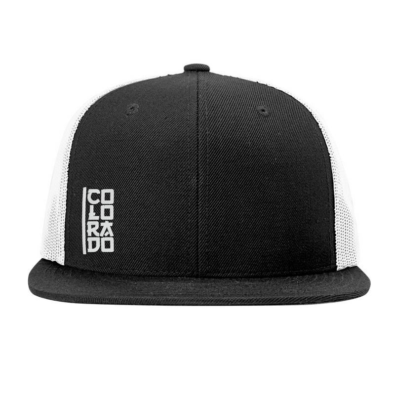 Limited Edition - Colorado Vertical - Flat Bill Snap Back Hat - Black and White