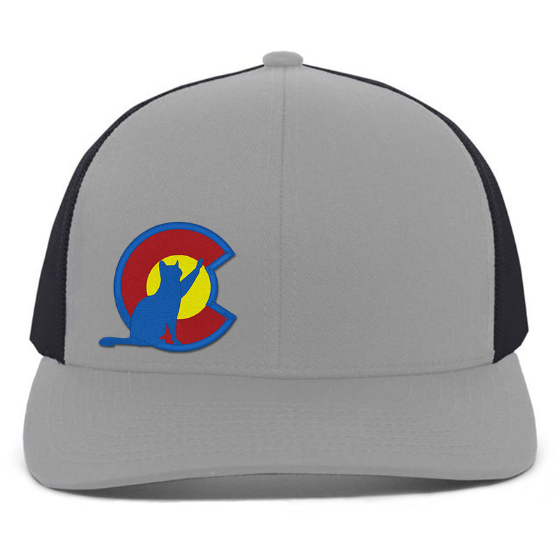 Flat Bill Snap Back Hat - Colorado Cat - Light Grey / Graphite