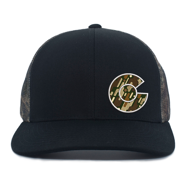 Limited Edition - Colorado Camo C - Snap Back Trucker Hat - Black & Break-up