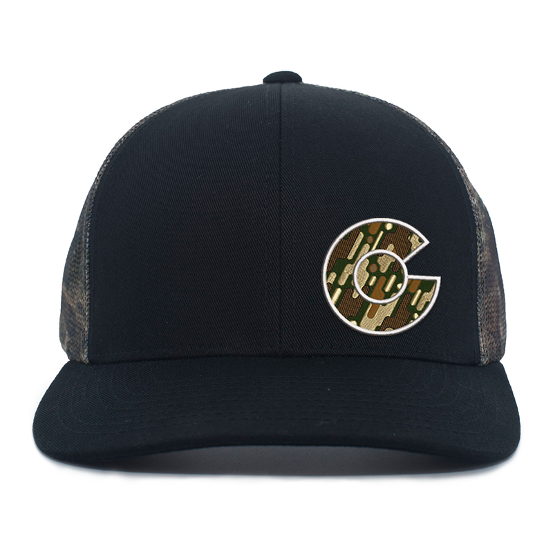 Limited Edition - Colorado Camo C - Snap Back Trucker Hat - Black & Break-up