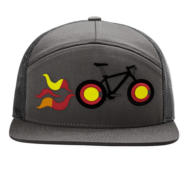 Limited Edition - 7 Panel Richardson Flat Bill Snap Back Hat - Dark Charcoal - Colorado Bike