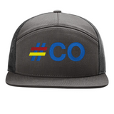 Limited Edition - #CO 7 Panel Richardson Flat Bill Snap Back Hat - Dark Charcoal