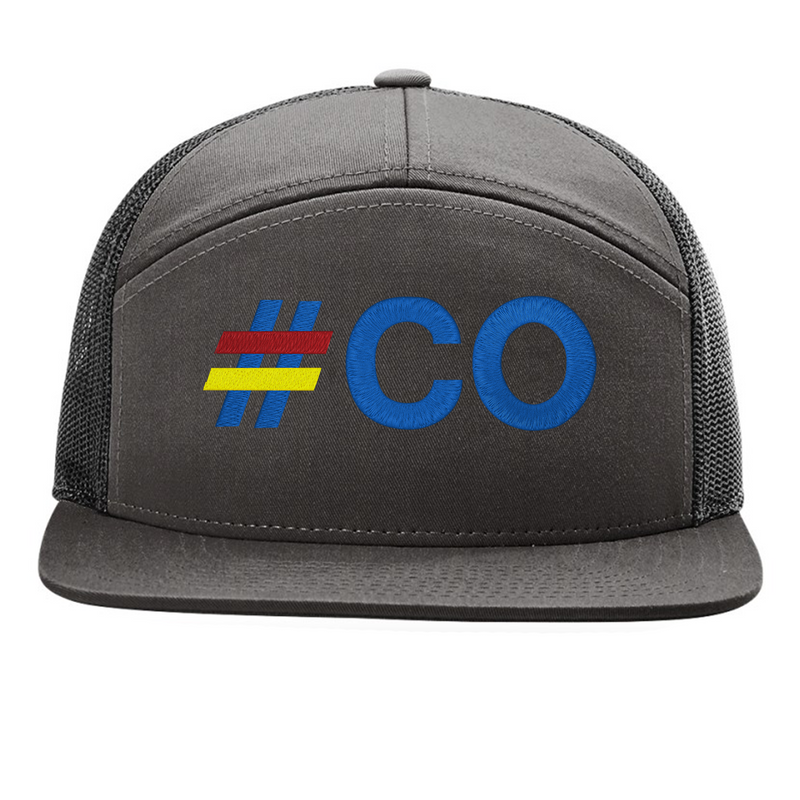 Limited Edition - #CO 7 Panel Richardson Flat Bill Snap Back Hat - Dark Charcoal