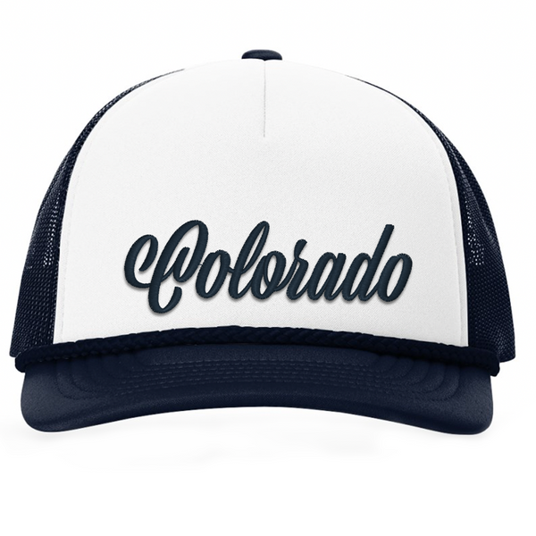 Limited Edition - Colorado Stripe - Foam Trucker Hat Snapback - Navy and White