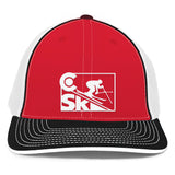 Limited Edition - Ski Colorado - Soft Mesh Closed Back Trucker Hat - Black, Red and White -  Flexfit Cap L/XL