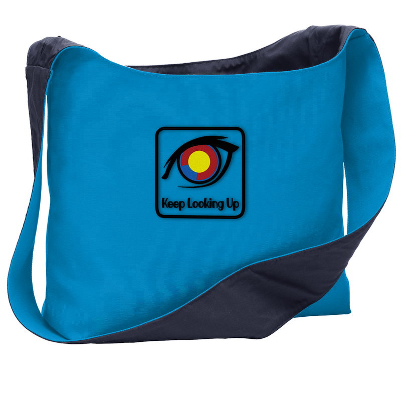 Cotton Canvas Bag - Turquoise and Navy - Colorado Eye - Keep Looking Up