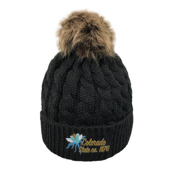 Limited Edition - Colorado Crafted Quality Chunky Pom Pom Beanie- Colorado State Flower