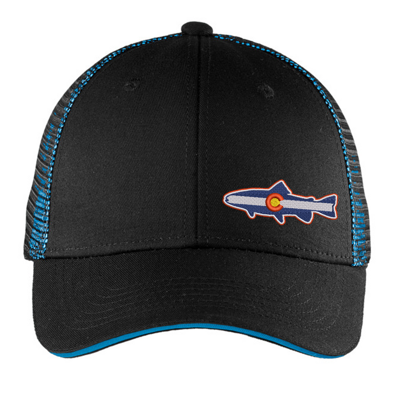 Limited Edition - Colorado Trout -  Trucker Hat - Black and Shock Blue