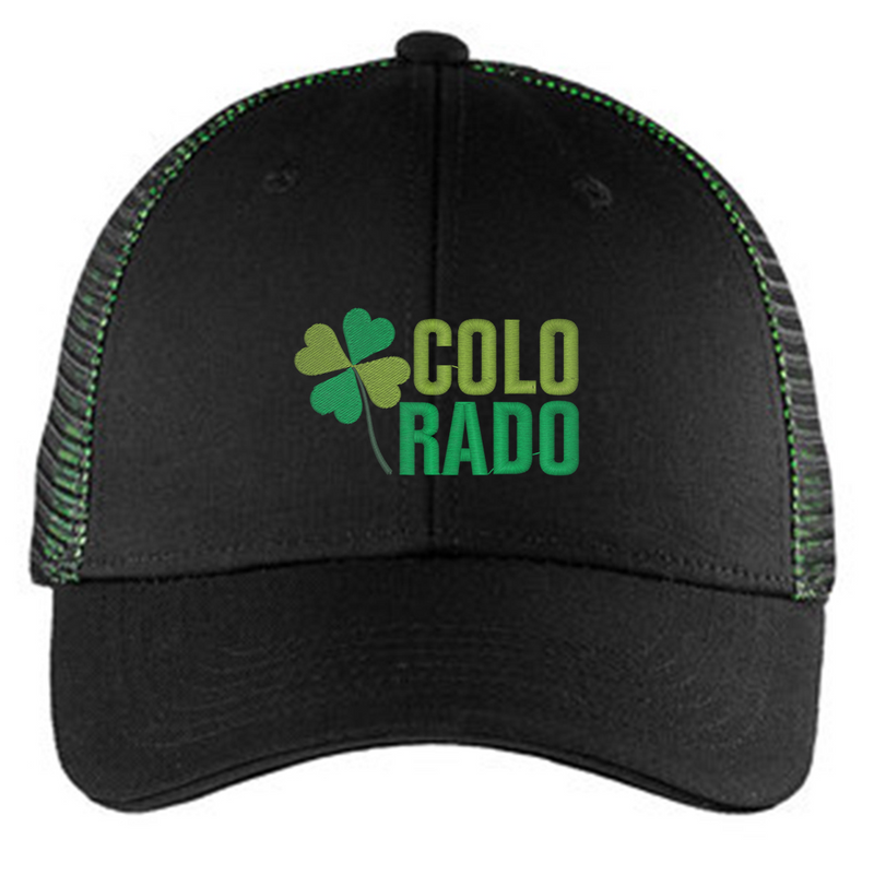 Limited Edition-St. Patrick's lucky leaf- Trucker Hat - Black & Shock Green