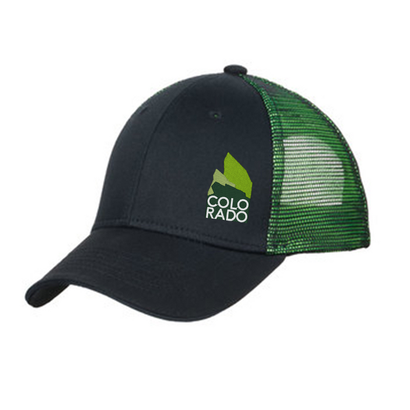Limited Edition-Colorado Red Rocks in Green Trucker Hat - Black & Shock Green