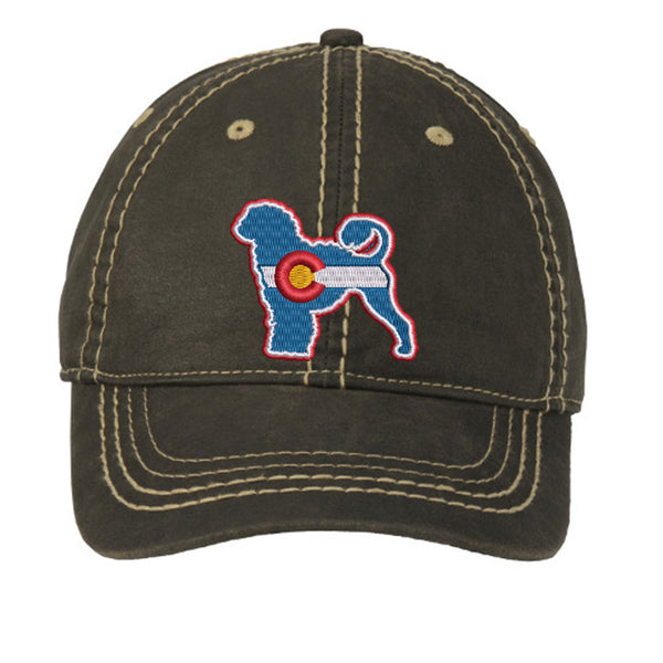 Colorado Portuguese Water Dog Distressed Cap - Black