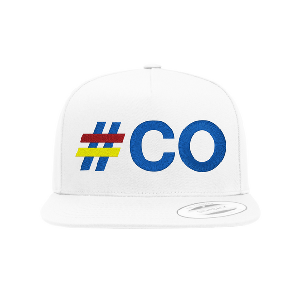 Limited Edition - #CO -  Flat Bill 5 Panels - White Hat Green Undervisor