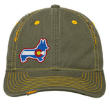 Corgi Colorado Flag - Distressed Cap - Army Gold