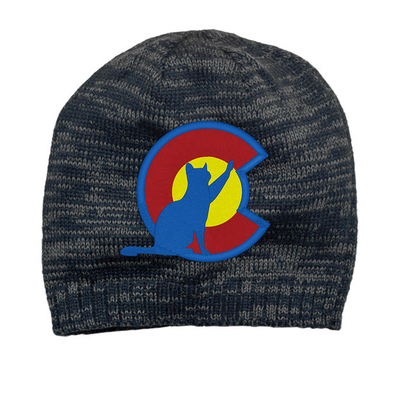 Limited Edition - CO Logo with Cat - Navy Charcoal Beanie