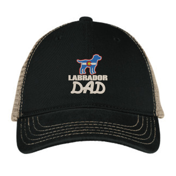Labrador Dad - Unstructured Mesh Snapback - Black and Khaki