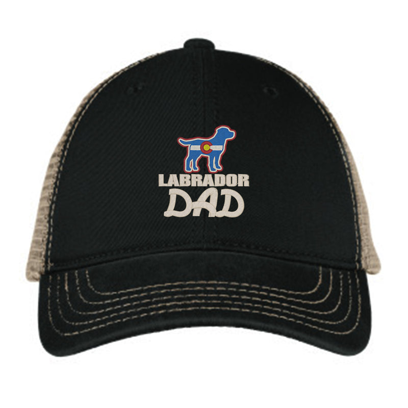 Labrador Dad - Unstructured Mesh Snapback - Black and Khaki