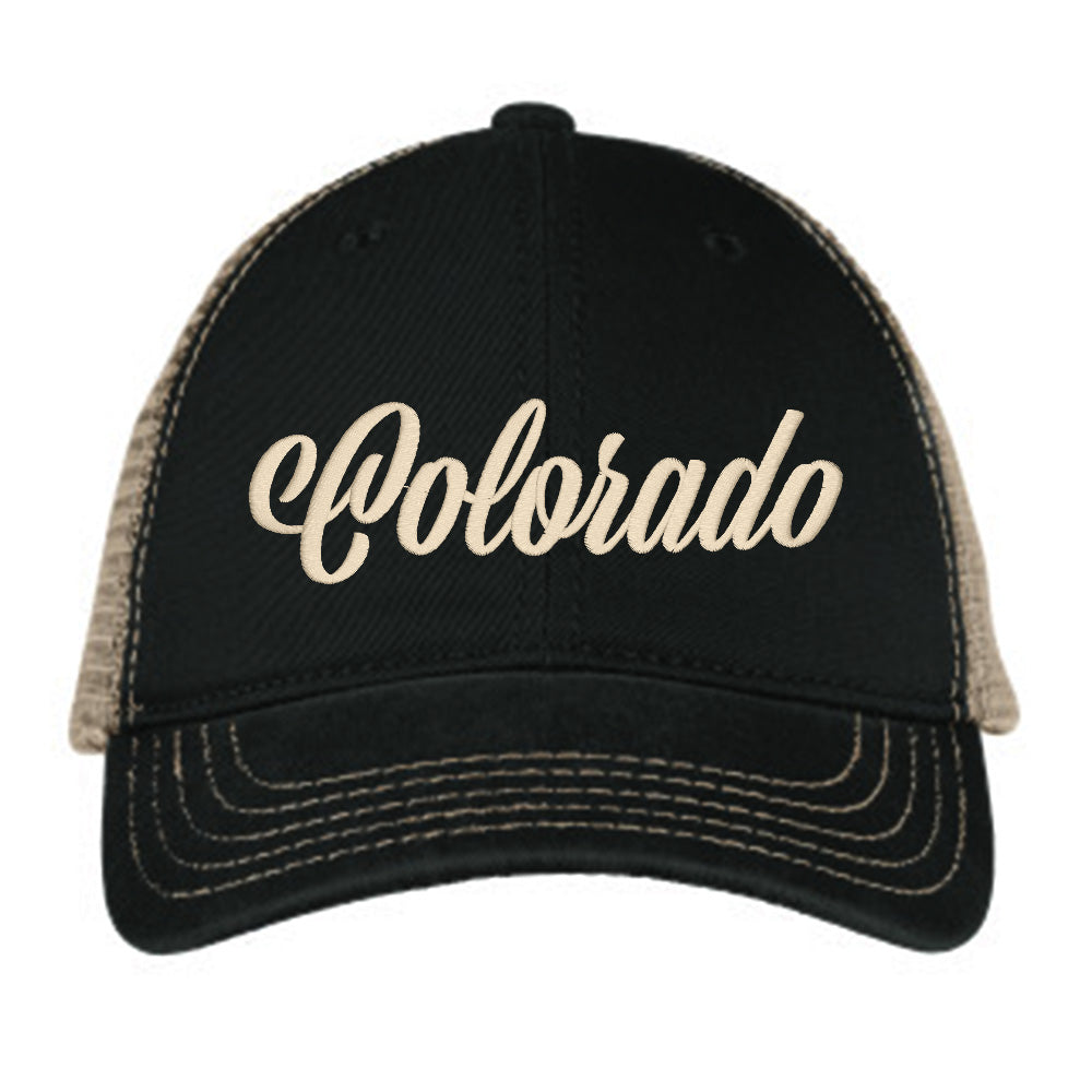 Colorado Script Logo Colorado Script - Unstructured Mesh Snapback - Black/Khaki and Navy/Kh ...