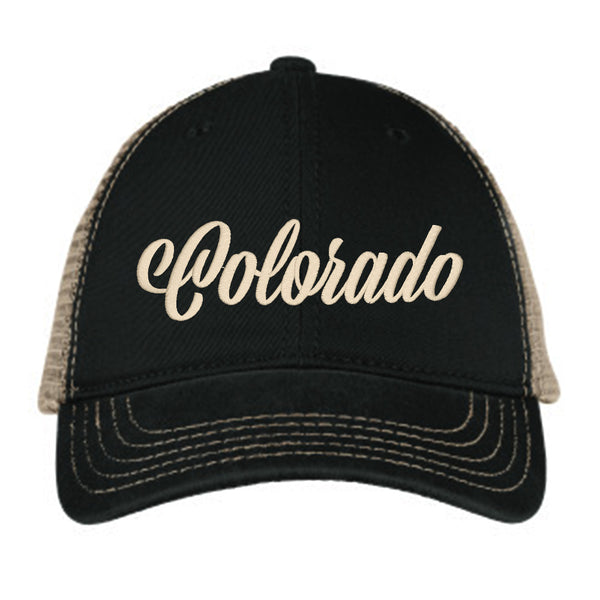 Colorado Script - Unstructured Mesh Snapback - Black/Khaki and Navy/Khaki