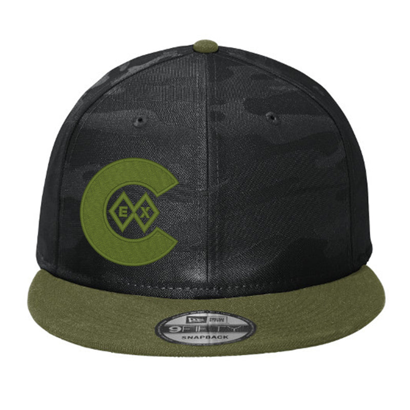 Colorado Double Diamond - Flat Bill Snap Back Hat - Army and Black Camo