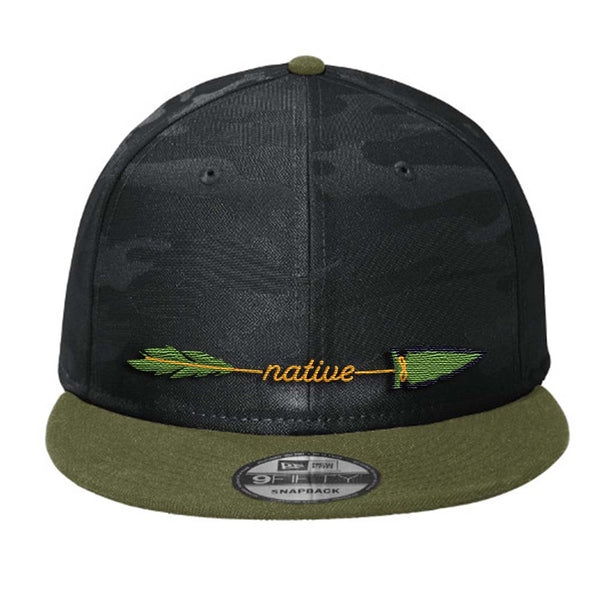 Colorado Native Arrow - Flat Bill Snap Back Hat - Army Green - Black Camo
