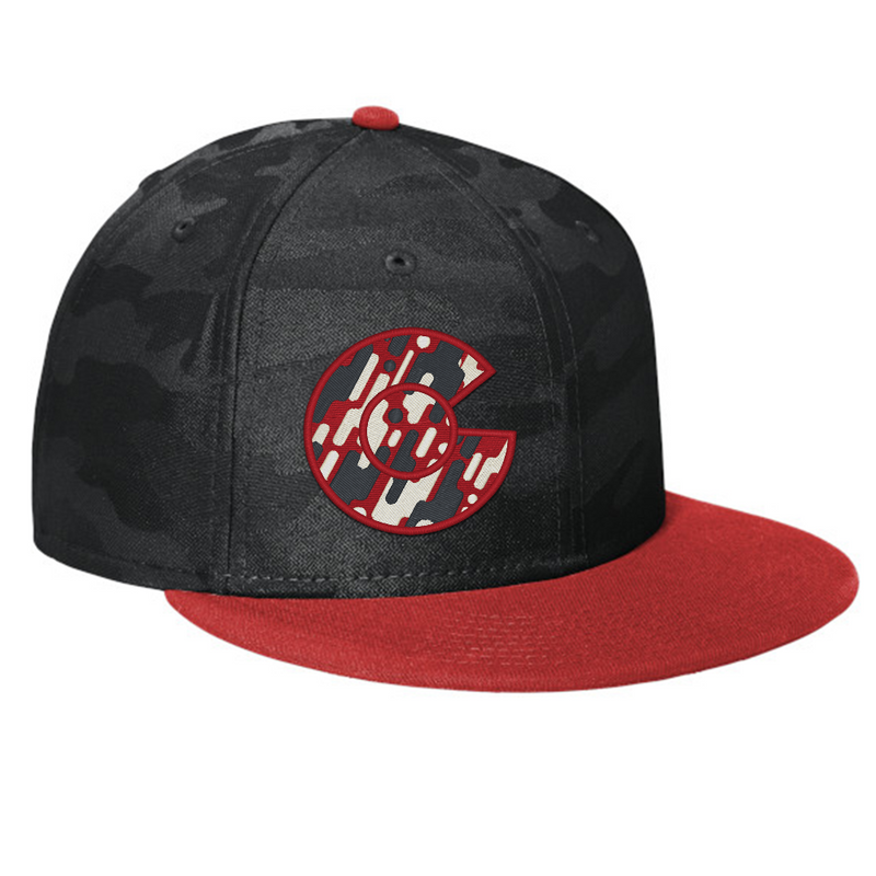 CO Logo Design_Colorado_Flat Bill Snap Back Hat - Black & Red Camo