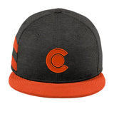 Colorado C - Deep Orange - Striped Flat Bill - Black Shadow and Deep Orange