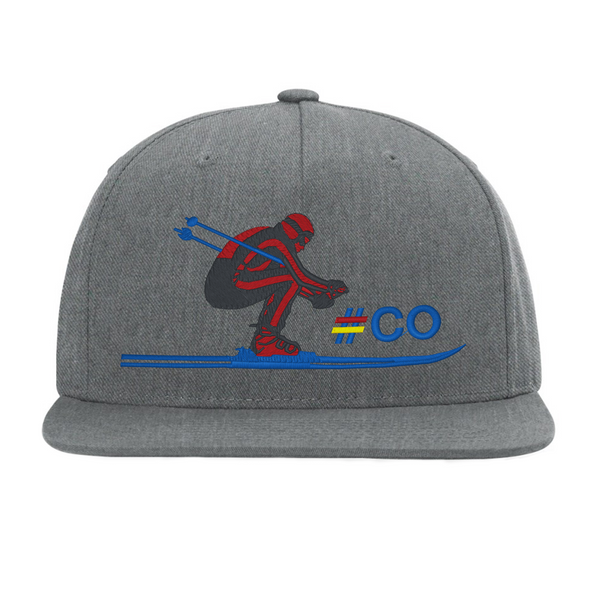 Limited Edition - Colorado Ski - Flat Bill Snap Back Hat - Grey