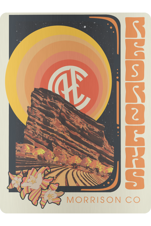 Vintage Print of Red Rocks 18x24 on Silver Dibond