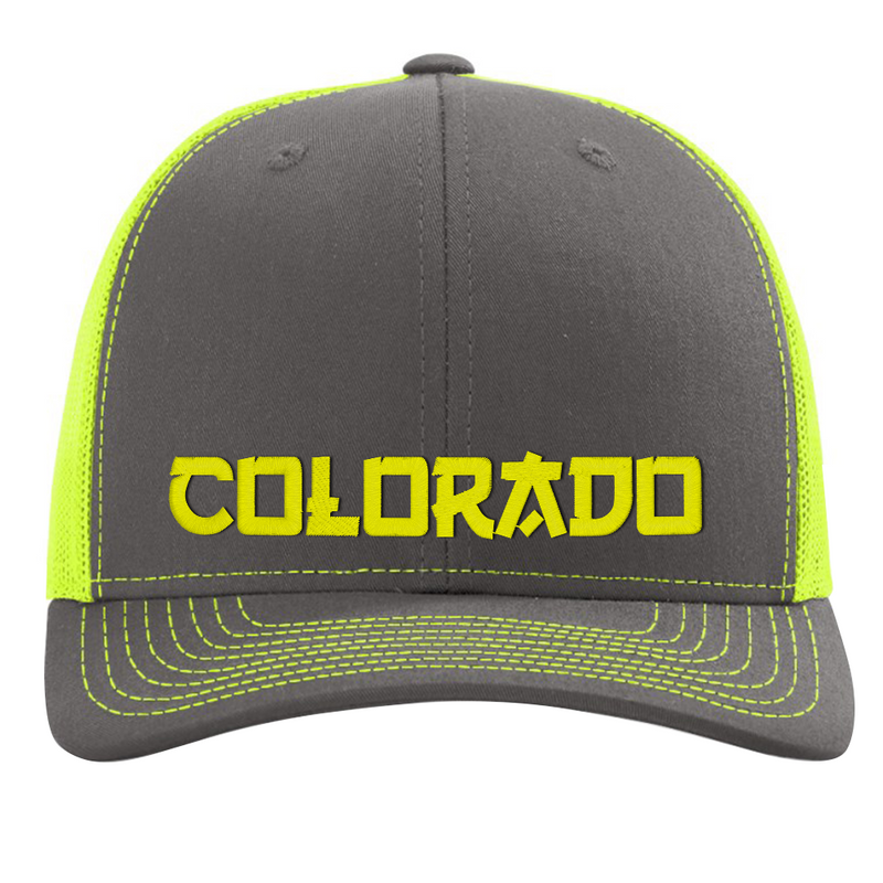 Limited Edition - Colorado Asian Style - Trucker Hat - Charcoal and Neon Lime