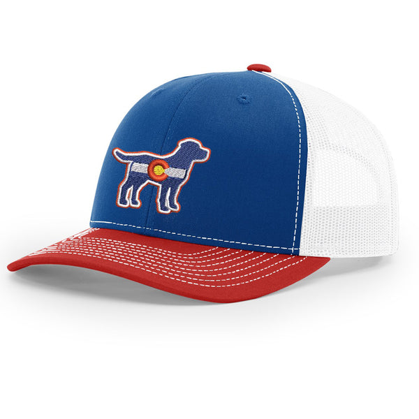 Colorado Lab Red, White & Blue Trucker Hat - RWB/White Mesh