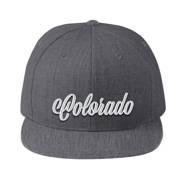 Colorado Script - Flat Bill Snap Back Hat - Dark Grey