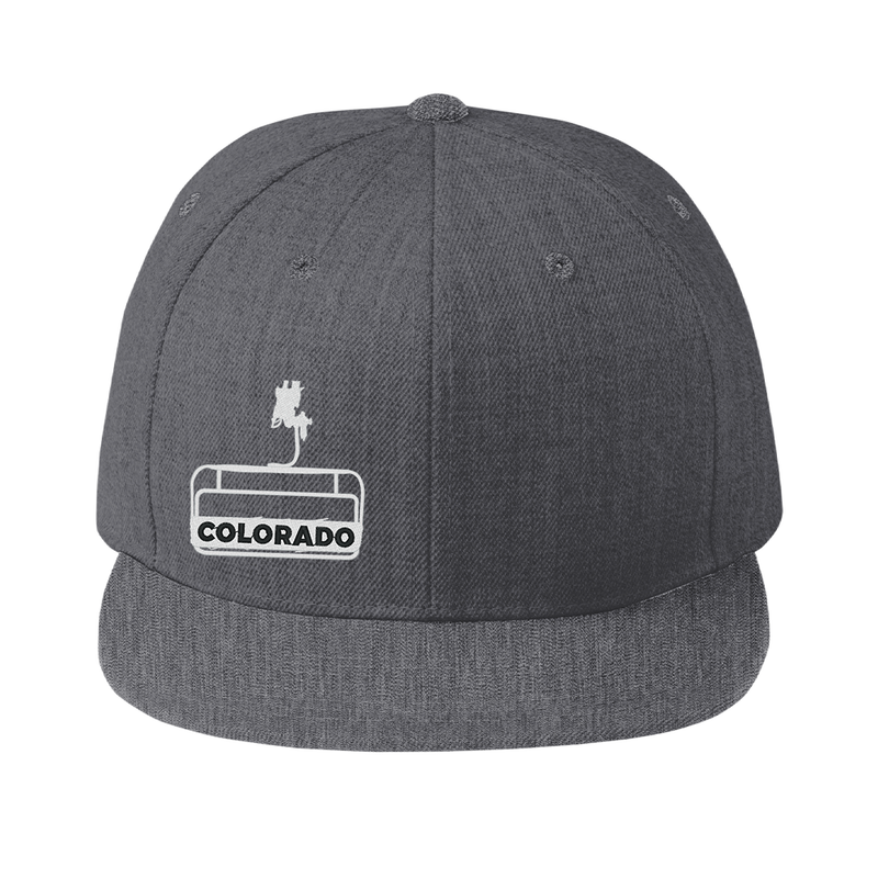 Limited Edition - Colorado Ski Lift - Flat Bill Snap Back Hat - Dark Grey