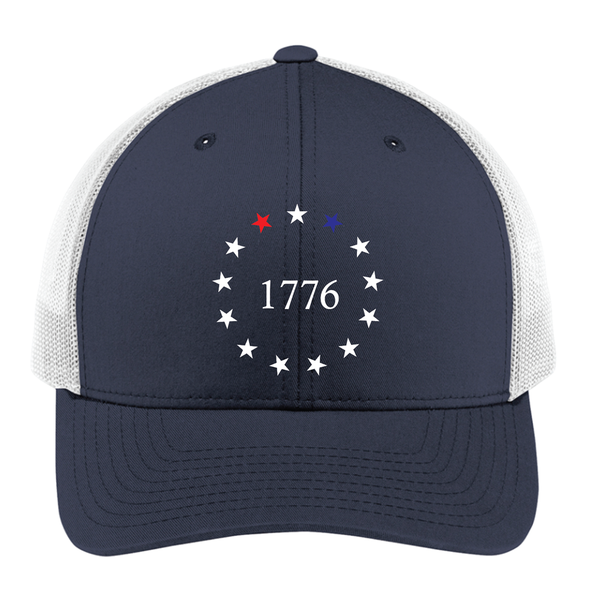 Betsy Ross 1776 - Trucker Hat - True Navy - White Mesh