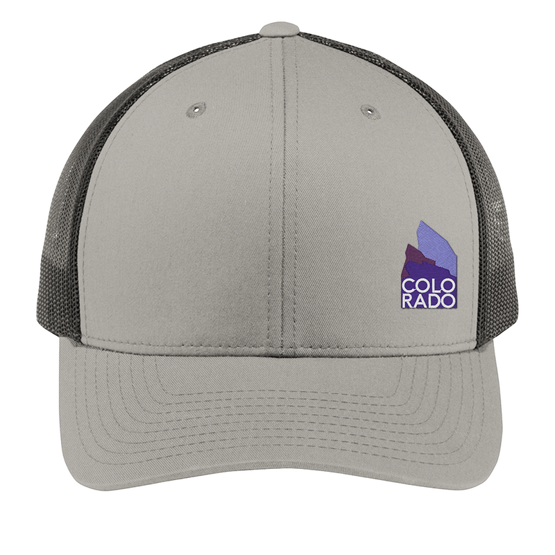 Red Rock Colorado in Purple - Snap Back Trucker Hat - Graphite and Black