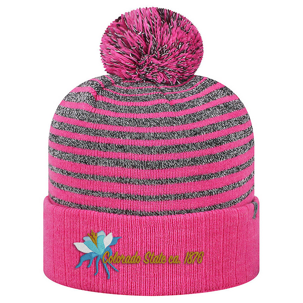 Limited Edition - Two-Tone  Pom Pom Beanie - Colorado State Flower - Burgundy Pink