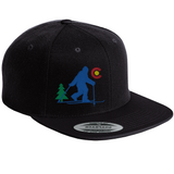 Limited Edition - Bigfoot Skis Colorado - Flat Bill Snap Back Hat - Black Right Side Embroidery