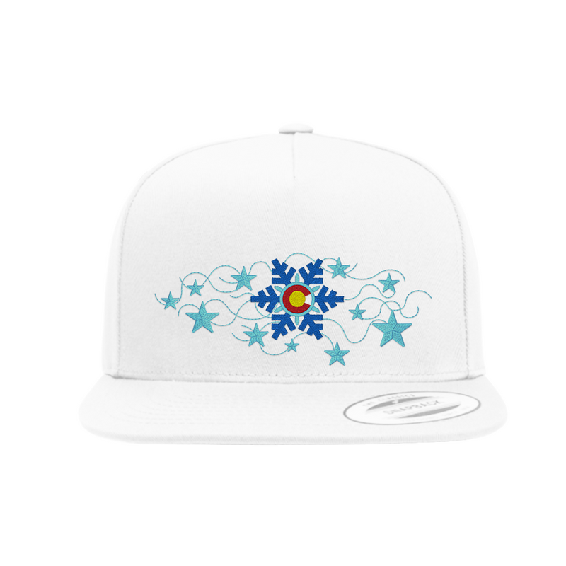 Limited Edition - Colorado Snow -  Flat Bill 5 Panels - White Hat Green Undervisor V2